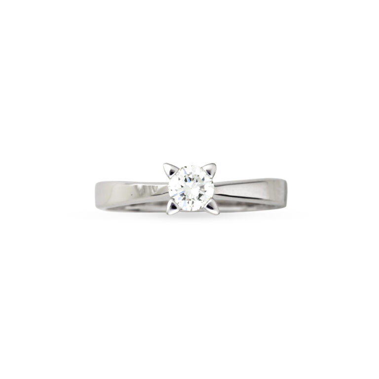 μονόπετρο δαχτυλίδι σε λευκό χρυσό Κ18 με ένα στρογγυλό διαμάντι μπριγιάν βάρους 0,34ct 2