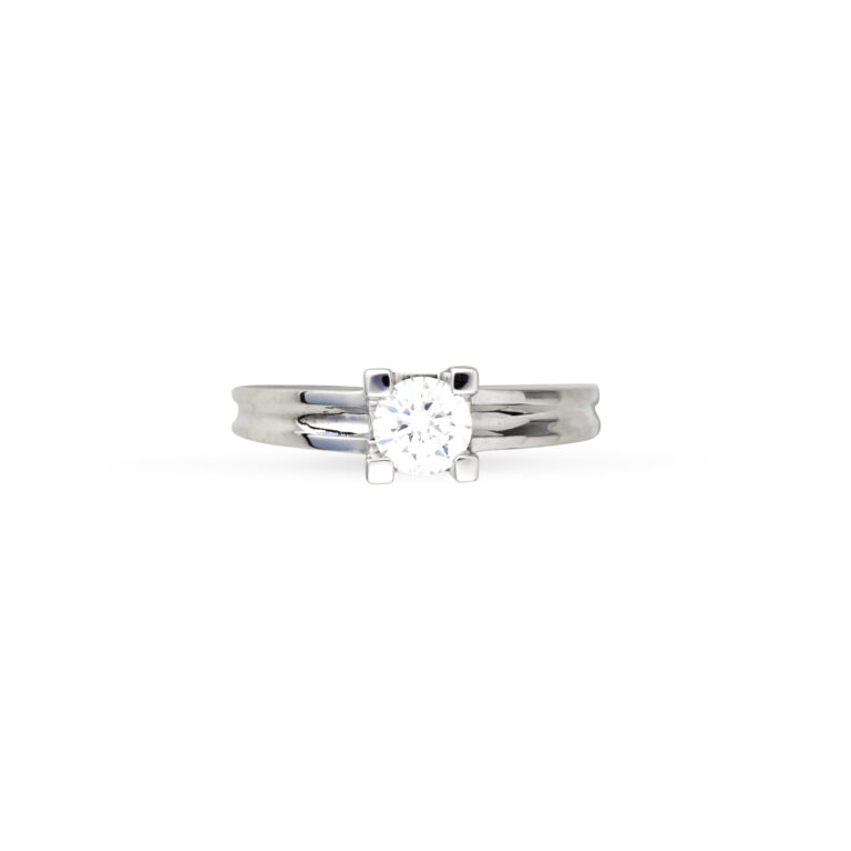 μοντέρνο μονόπετρο δαχτυλίδι σε λευκόχρυσο Κ18 με ένα στρογγυλό διαμάντι μπριγιάν βάρους 0,50ct. 3