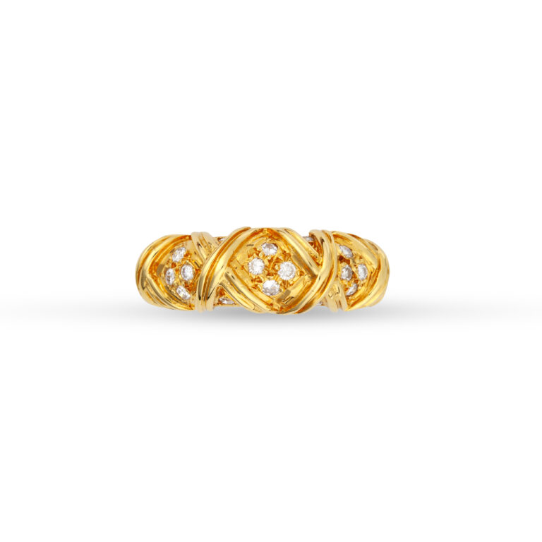 Δαχτυλίδι σε κίτρινο χρυσό Κ18 με λουστρέ φινίρισμα και στρογγυλά διαμάντια μπριγιάν