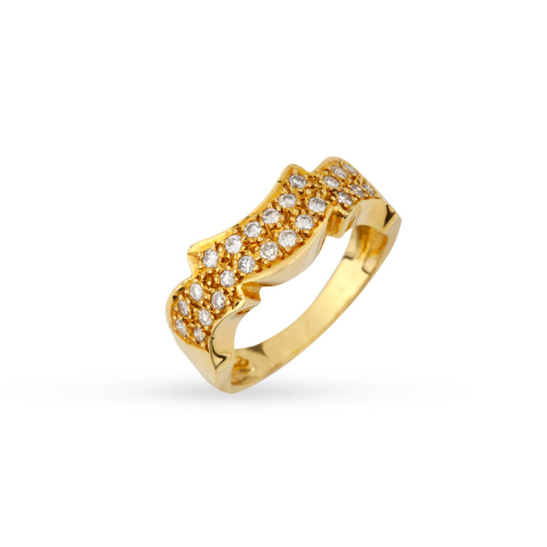 Μοναδικό Δαχτυλίδι σε κίτρινο χρυσό Κ18 με ασυνήθιστο σχήμα με στρογγυλά διαμάντια μπριγιάν