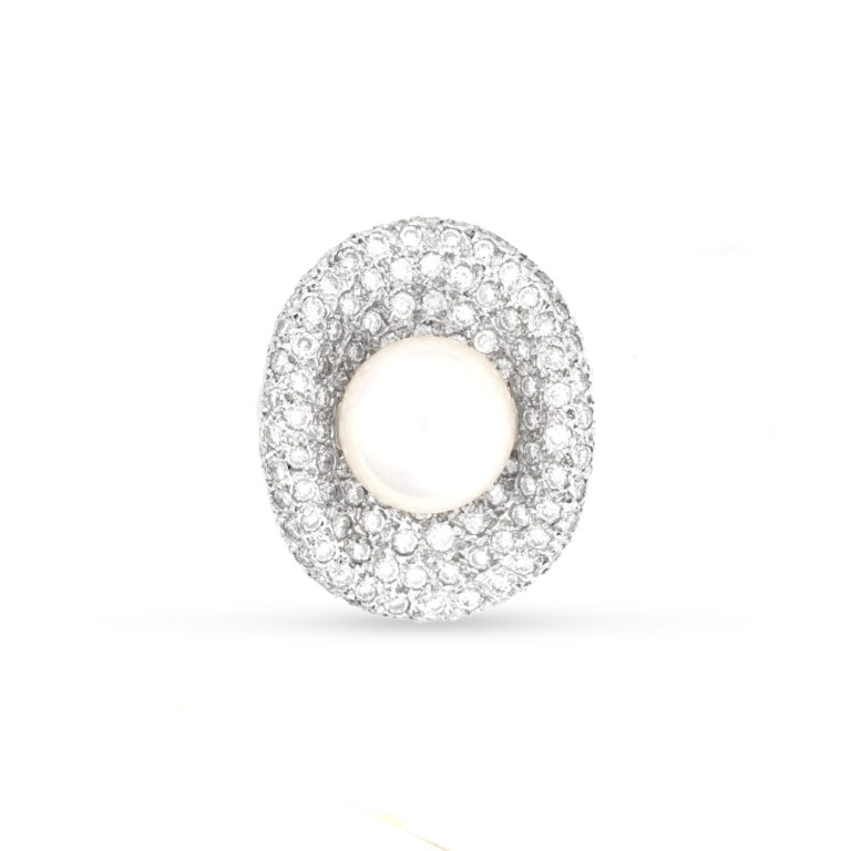 One-of-a-kind εντυπωσιακό δαχτυλίδι σε λευκό χρυσό Κ18 με ένα λευκό θαλασσινό μαργαριτάρι