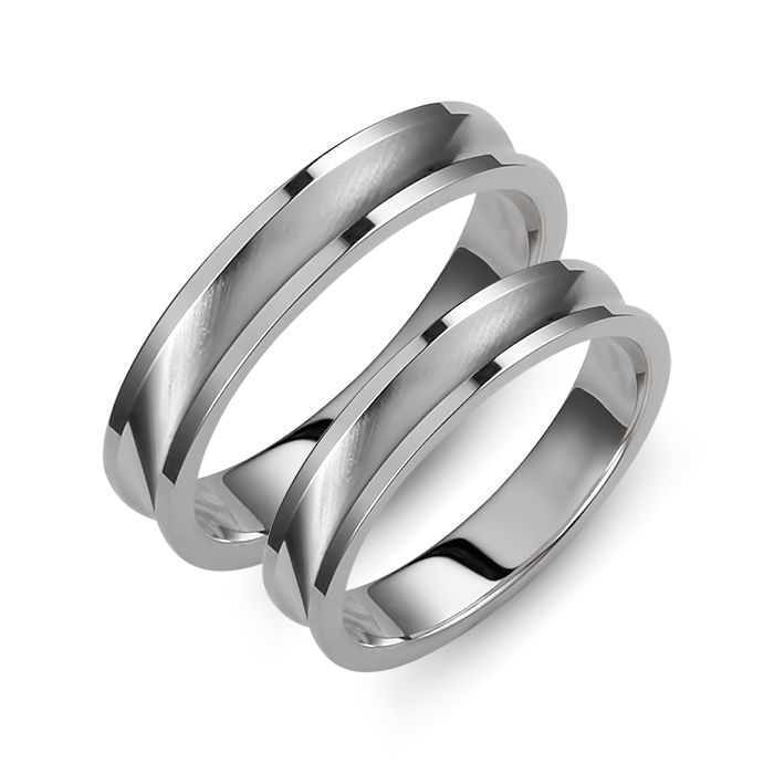 Wedding Rings with hollow design and double finish
