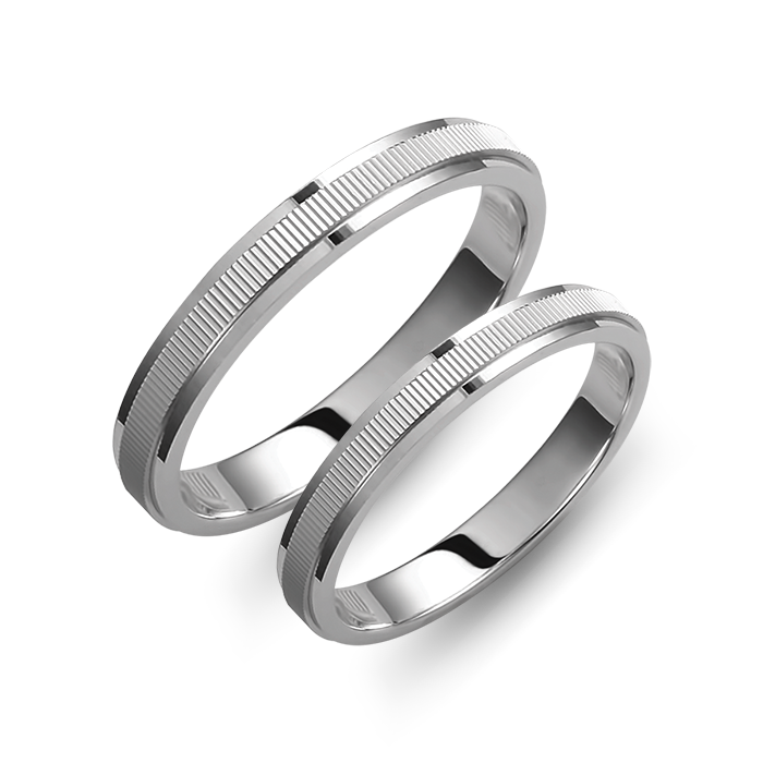 Flat Wedding Rings with Striped center