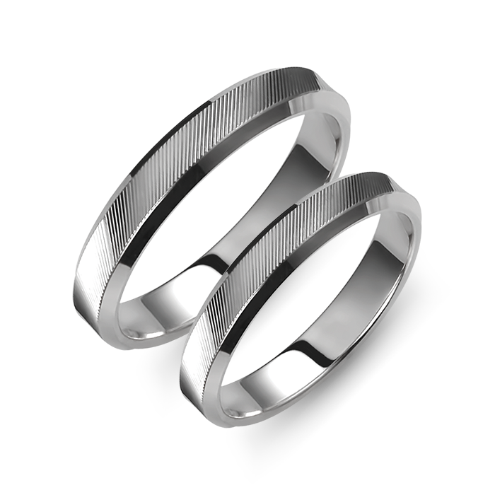 Striped Angled Wedding Rings