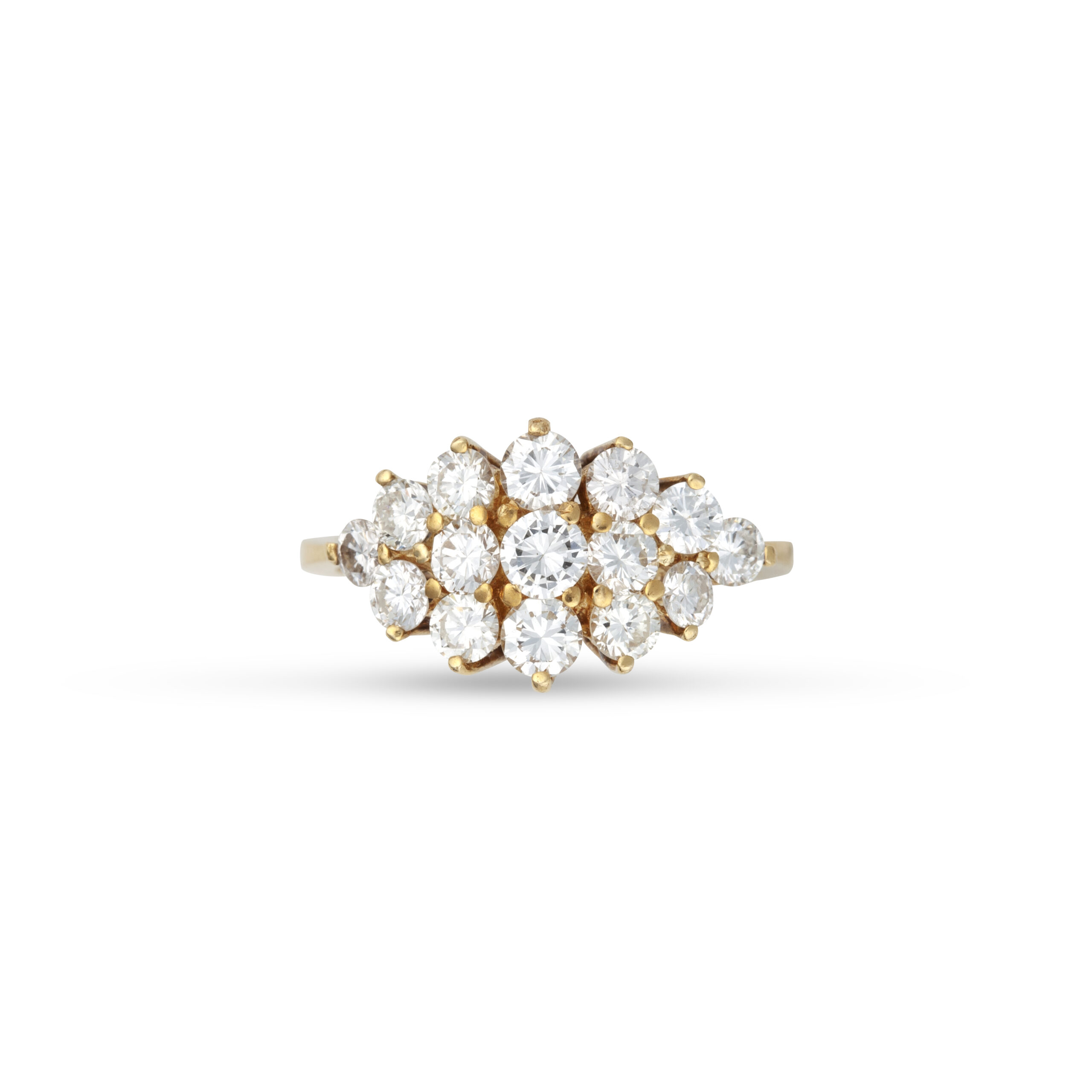 Πολύπετρο δαχτυλίδι από κίτρινο χρυσό Κ18 με στρογγυλά διαμάντια