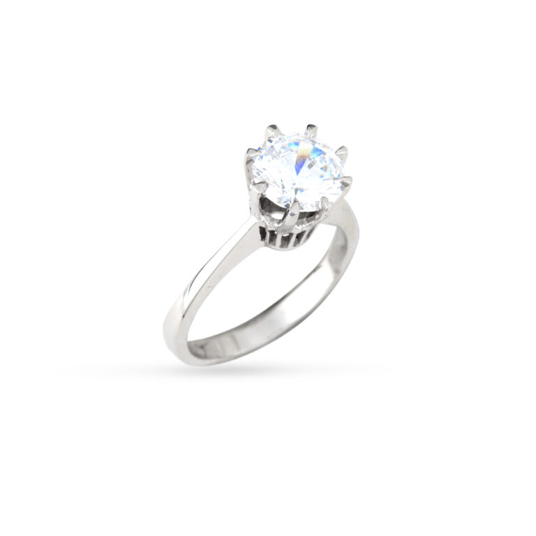 δαχτυλίδι σε λευκό χρυσό Κ18 με ένα στρογγυλό διαμάντι μπριγιάν βάρους 2.50ct