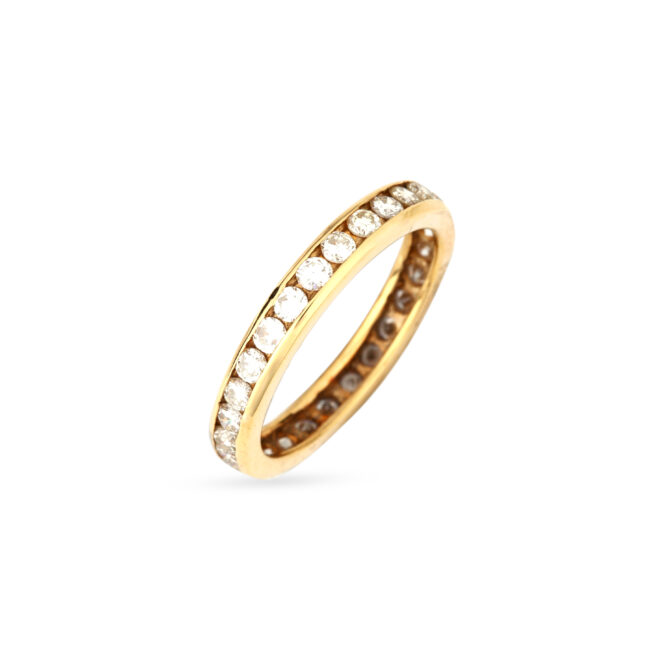 Σειρέ ολόβερο δαχτυλίδι σε κίτρινο χρυσό Κ18 με στρογγυλά διαμάντια μπριγιάν βάρους 1.60ct
