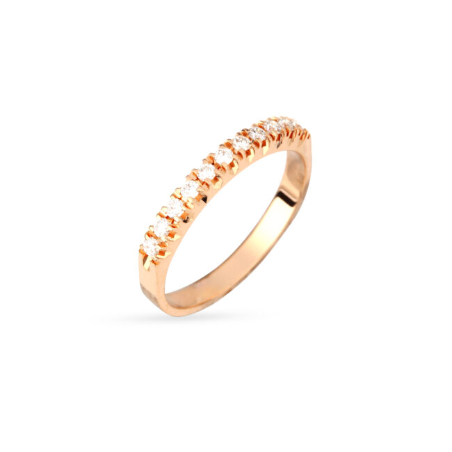 Σειρέ δαχτυλίδι σε ροζ χρυσό Κ18 με στρογγυλά διαμάντια μπριγιάν βάρους 0.25ct