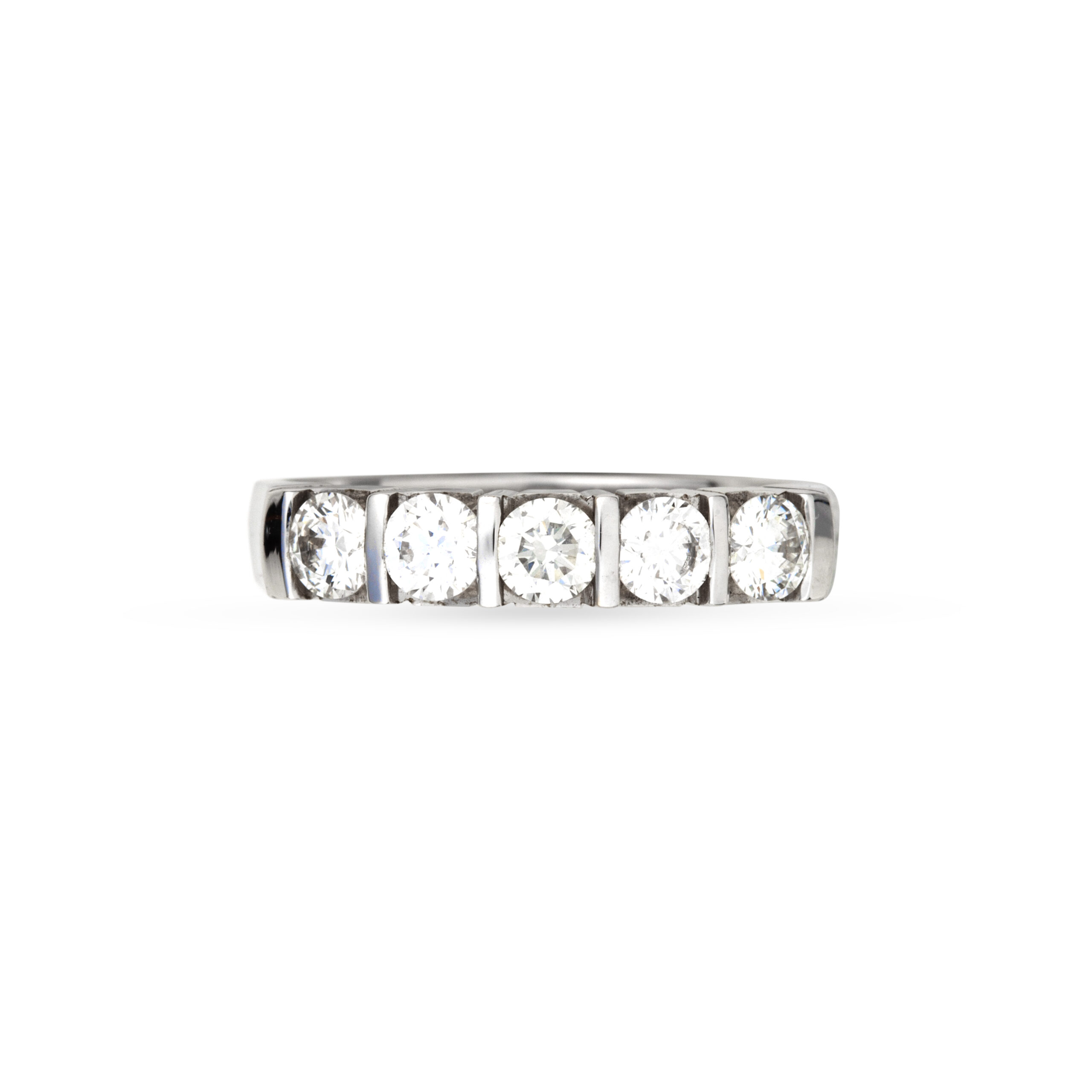 Πεντάπετρο σειρέ δαχτυλίδι απο λευκό χρυσό Κ18 με στρογγυλά διαμάντια μπριγιάν βάρους 0.86ct 2