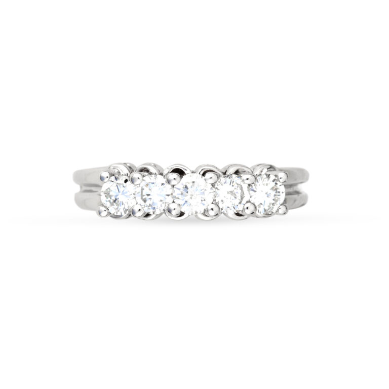 Πεντάπετρο σειρέ δαχτυλίδι απο λευκό χρυσό Κ18 με στρογγυλά διαμάντια μπριγιάν βάρους 0.86ct 4