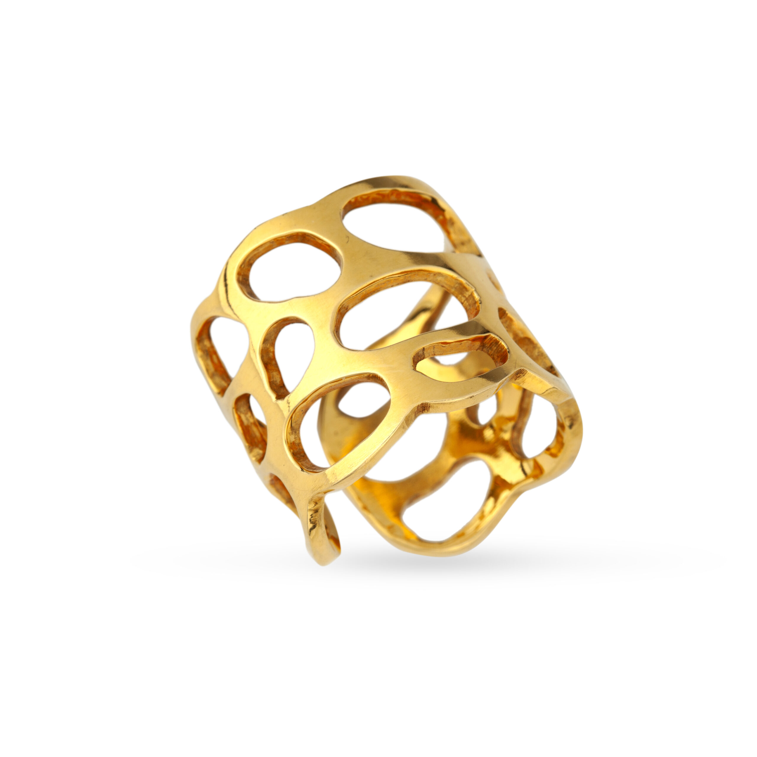 Φαρδύ εντυπωσιακό δαχτυλίδι από κίτρινο χρυσό Κ18
