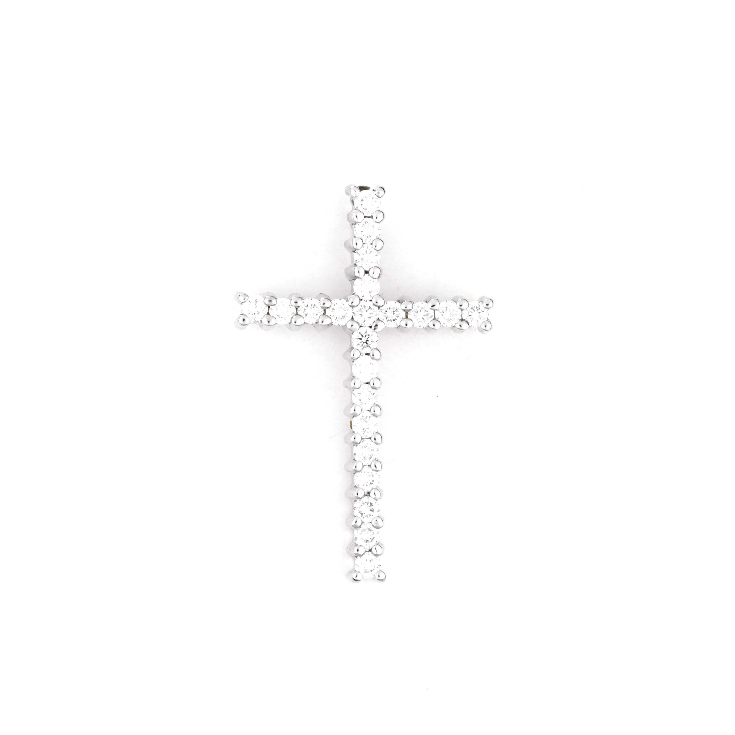 σταυρός απο λευκό χρυσό Κ18 με στρογγυλά διαμάντια μπριγιάν βάρους 0.82ct dritto cross