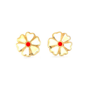 Σκουλαρίκια σε σχήμα γατούλας απο κίτρινο χρυσό Κ14 με άχρωμες πέτρες kitty 2