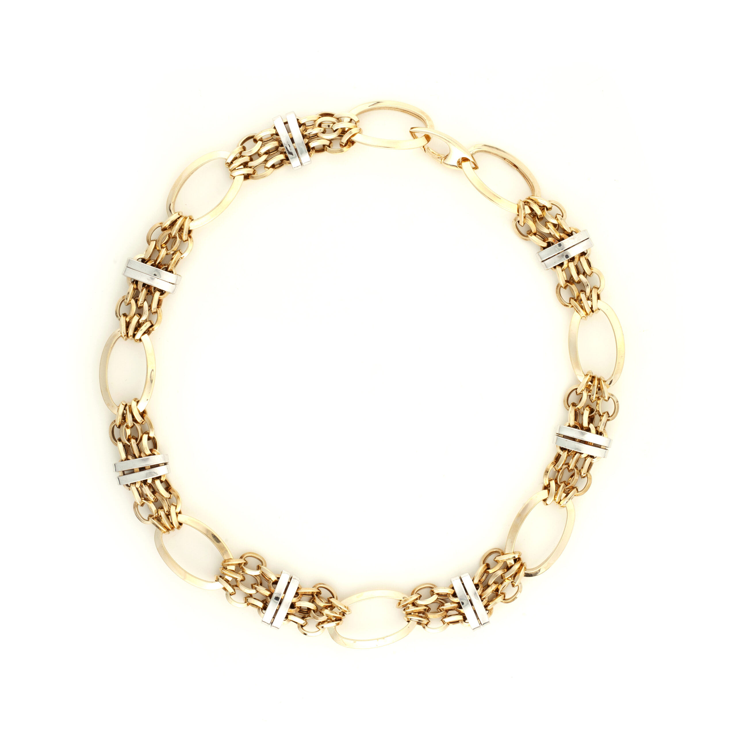 Περιδέραιο αλυσίδα σε συνδυασμό κίτρινου και λευκού χρυσού Κ14 με λουστρέ φινίρισμα rich necklace