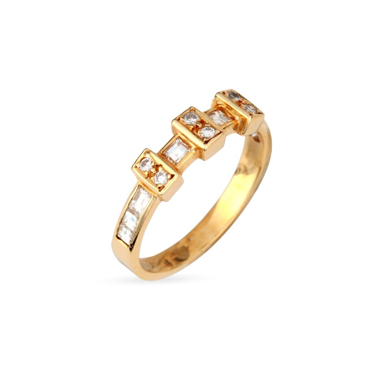Stackable δαχτυλίδι από κίτρινο χρυσό Κ18 με step-cut 2
