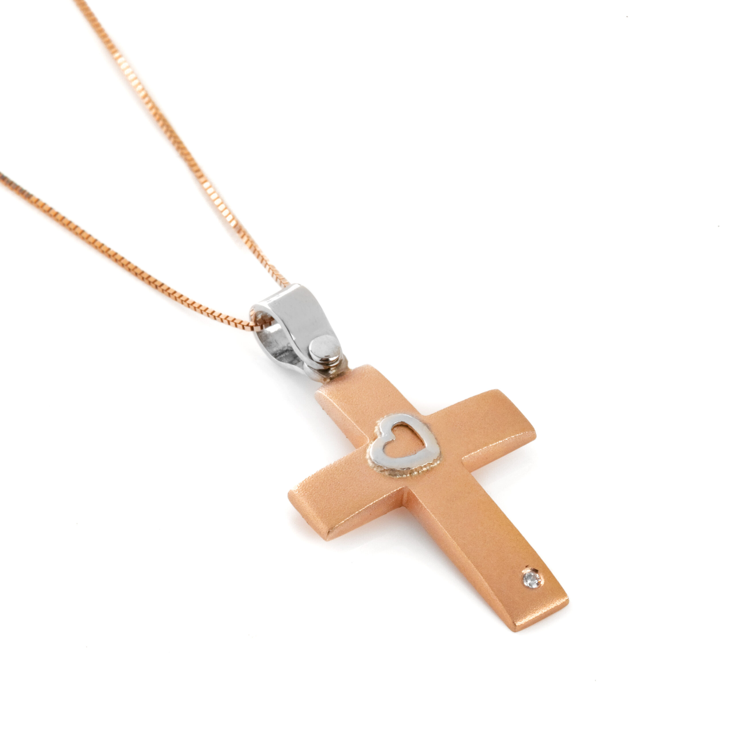 ROSE GOLD CROSS WITH HEART